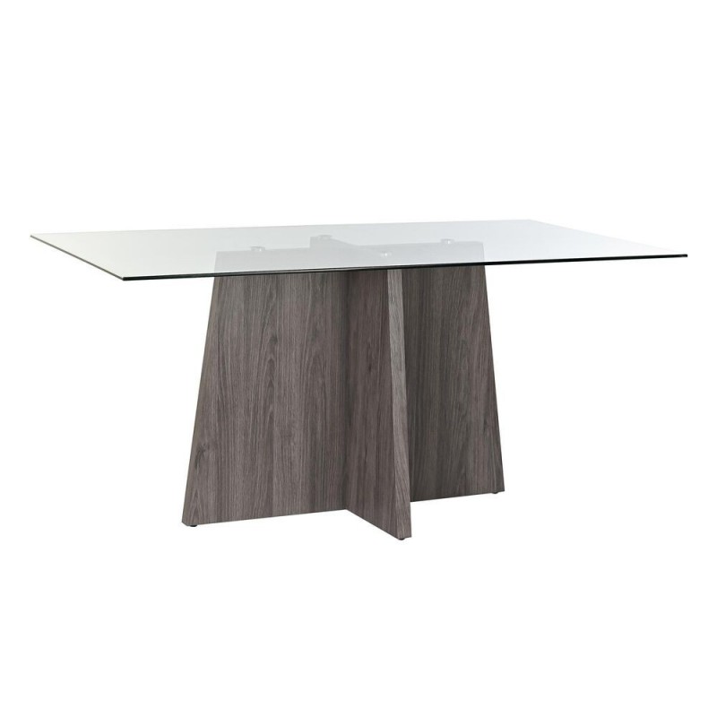 Dining Table DKD Home Decor Verre Gris Transparent MDF (160 x 90 x 75 cm) - Article for the home at wholesale prices