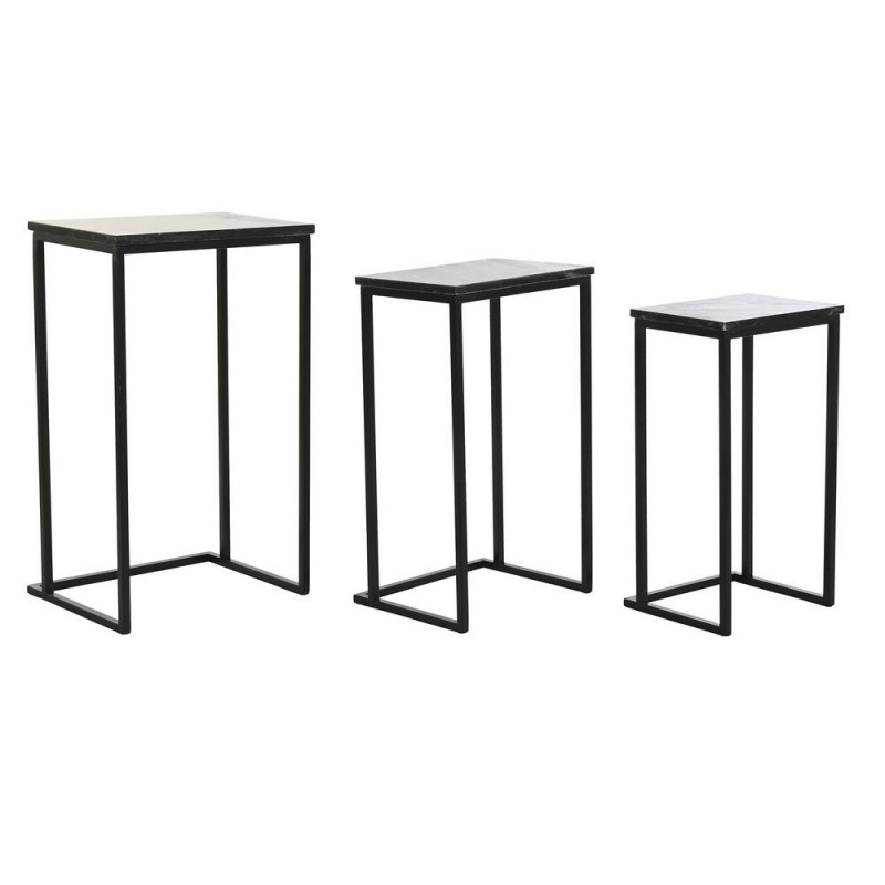 Set de 3 Tables Gigognes DKD Home Decor Noir Métal Marbre Moderne (40 x 26 x 65 cm) (3 pcs) - Article pour la maison à prix de gros