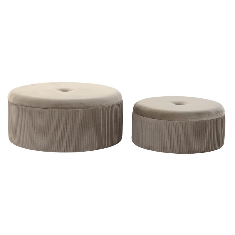 Repose-pied DKD Home Decor Polyester MDF Gris clair (70 x 70 x 32 cm) (70 x 70 x 28 cm) à prix de gros - Article pour la maison à prix grossiste