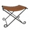 Footboard Bench DKD Home Decor Black Metal Brown Leather (53 x 45 x 44 cm) - Article for the home at wholesale prices