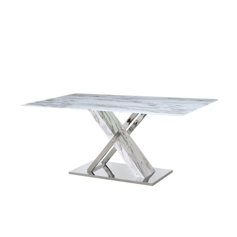 Dining Table DKD Home Decor Steel Glass (180 x 90 x 78 cm) - Article for the home at wholesale prices