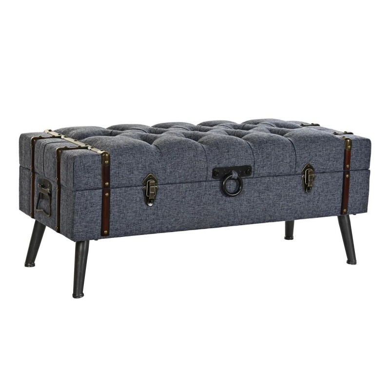 Chest bench DKD Home Decor Blue Metal Polyester MDF (102 x 42 x 42 cm) - Article for the home at wholesale prices