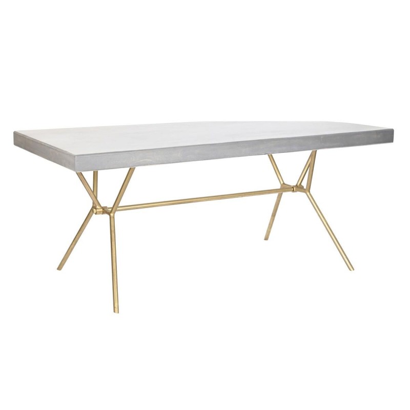 Dining Table DKD Home Decor Gray Gold White Brass Mango Wood (180 x 90 x 76 cm) - Article for the home at wholesale prices