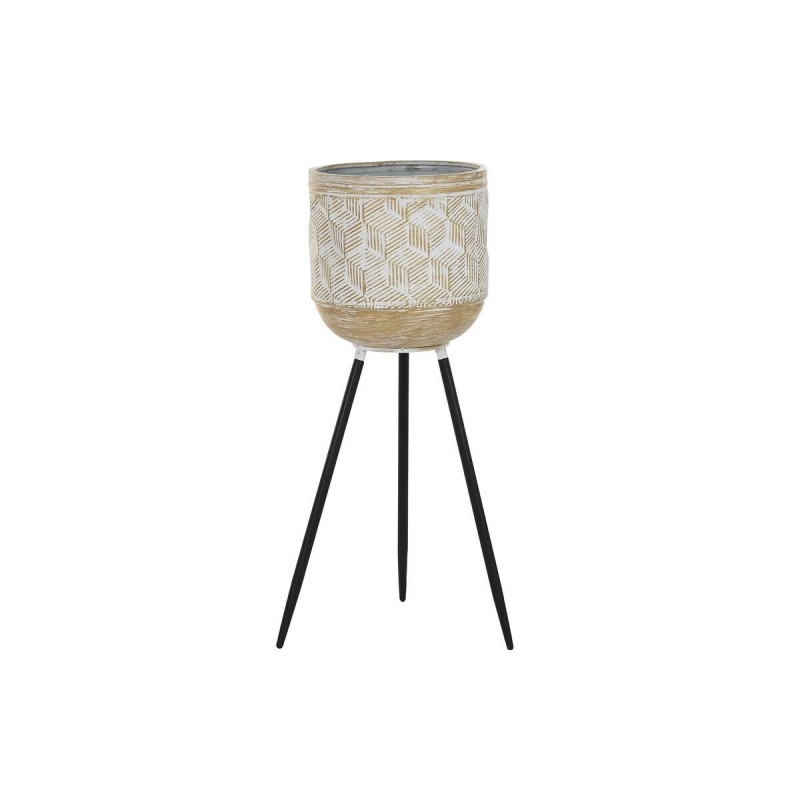 Planter DKD Home Decor Black Gold Metal White Bicolor (26 x 26 x 70 cm) - Article for the home at wholesale prices
