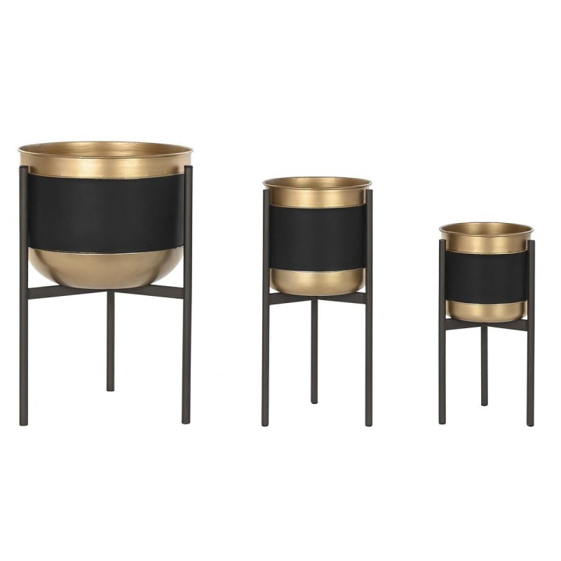 Set de pots DKD Home Decor Noir Métal Cuivre (34 x 34 x 50 cm) - Article pour la maison à prix grossiste