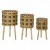 Set of DKD Home Decor Flower Pots Black Brown Tropical Bamboo (37 x 37 x 67 cm) - Article for the home at wholesale prices