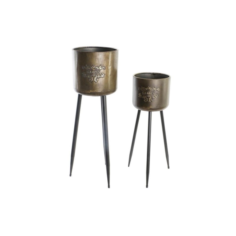 Set de pots DKD Home Decor Champagne Noir 100 % Métal (25 x 25 x 80,5 cm) - Article pour la maison à prix de gros