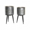 Set de pots DKD Home Decor Noir Gris 100 % Métal (25 x 25 x 46	 cm) - Article pour la maison à prix grossiste