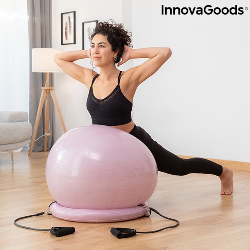 Ballon de yoga avec anneau de stabilité et bandes de résistance Ashtanball InnovaGoods - Produits Innovagoods à prix grossiste