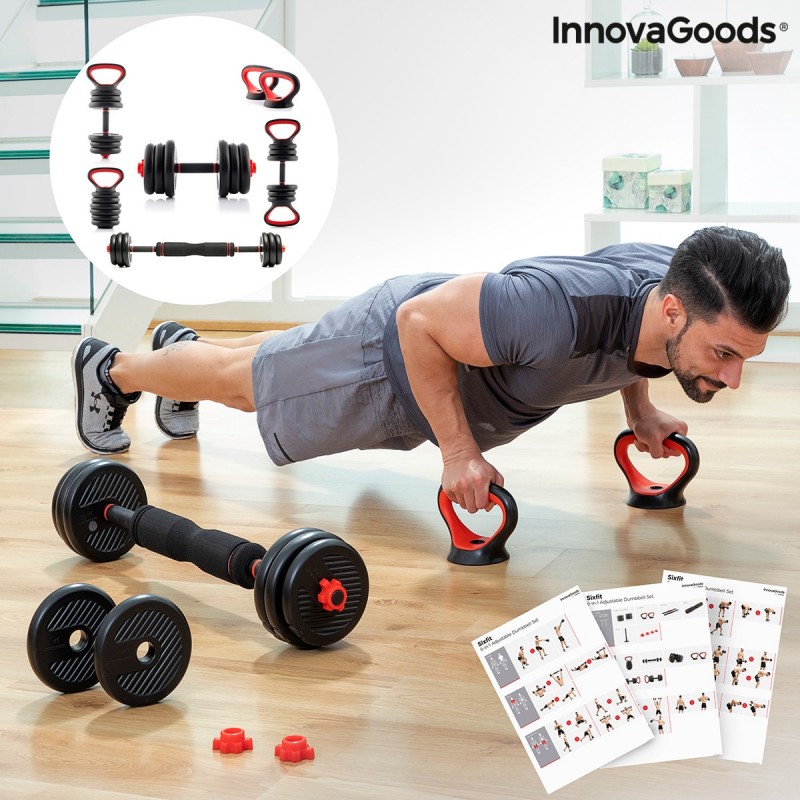 Ensemble de Poids Réglables6 en 1 avec Guide d’Exercices Sixfit InnovaGoods à prix de gros - Produits Innovagoods à prix grossiste