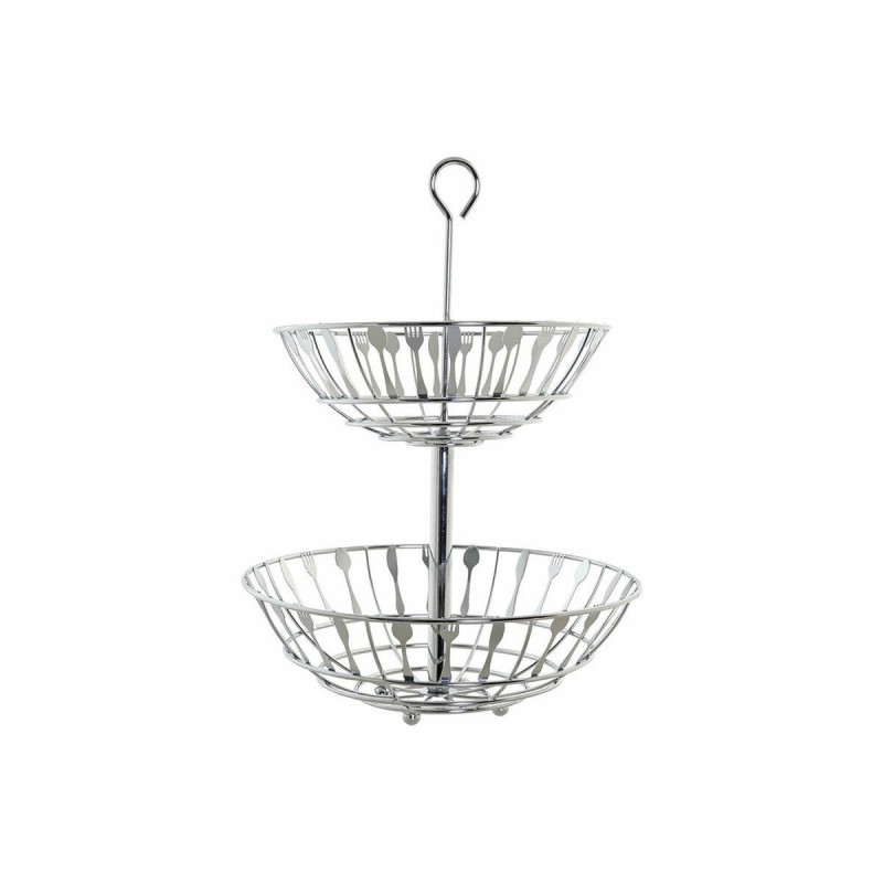 Fruit bowl DKD Home Decor Silver Metal Cutlery (28 x 28 x 40 cm) - fruit basket at wholesale prices