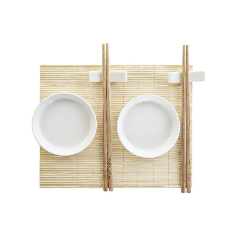 Sushi set DKD Home Decor Bamboo Sandstone (7 pcs) (28.8 x 19.8 x 3 cm) - sushi set at wholesale prices