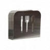 DKD Home Decor silver cutlery holder inox (15 x 4 x 12.5 cm) - paper towel holder at wholesale prices