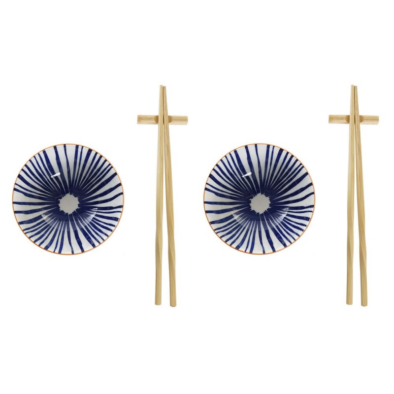 Sushi set DKD Home Decor Blue White Bamboo Sandstone (30 x 21 x 7 cm) - sushi set at wholesale prices