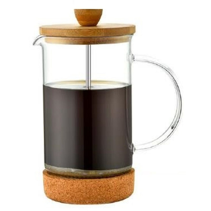 Coffeepot DKD Home Decor Natural Transparent Bamboo Borosilicate Glass (16 x 9 x 18.5 cm) (350 ml) - Coffee maker at wholesale prices