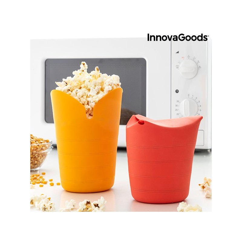 Bols à Pop-corn Pliables en Silicone Popbox InnovaGoods (Pack de 2) - Produits Innovagoods à prix de gros