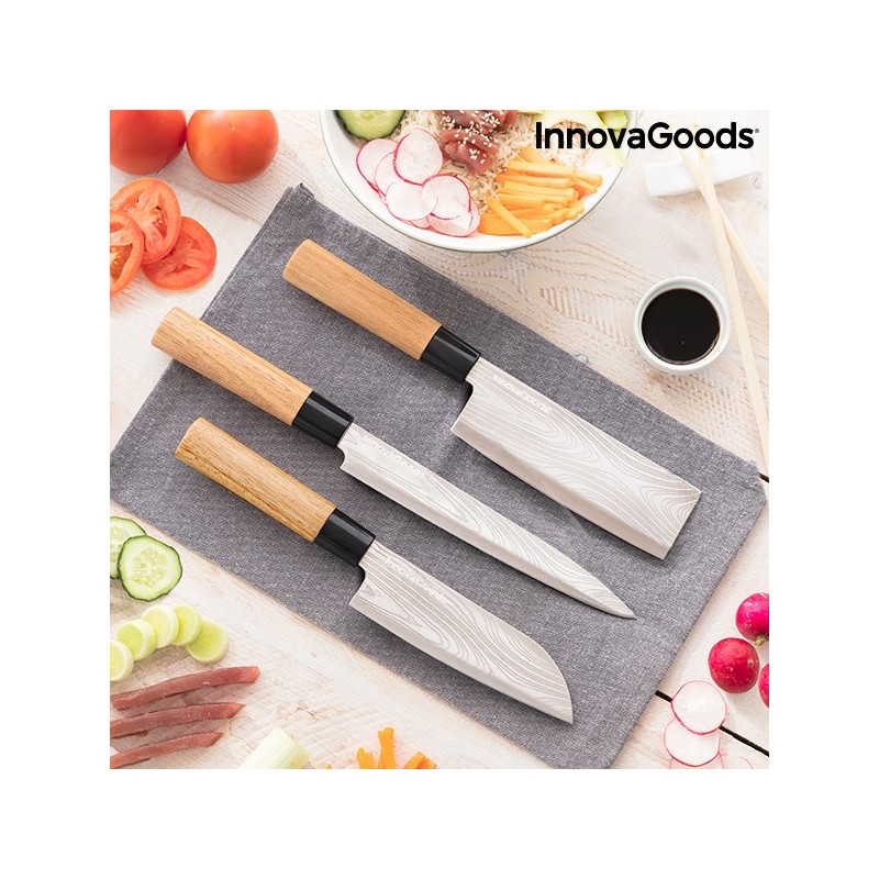 Ensemble de Couteaux Japonais avec Étui de Transport Professionnel Damas·Q InnovaGoods - Produits Innovagoods à prix de gros