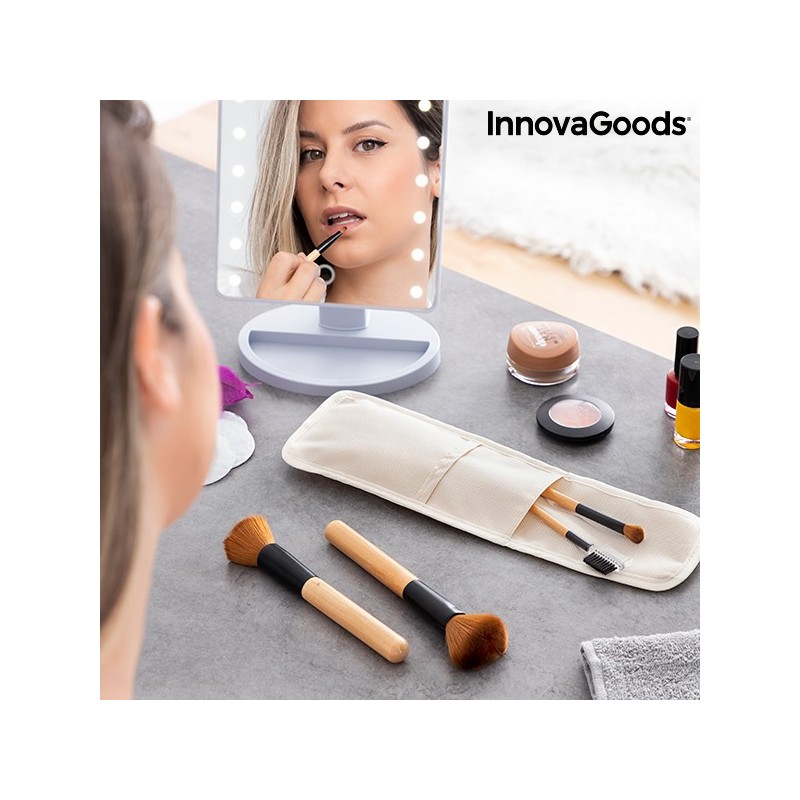 Ensemble de Pinceaux de Maquillage en Bois avec Trousse Miset InnovaGoods 5 Pièces - Produits Innovagoods à prix grossiste