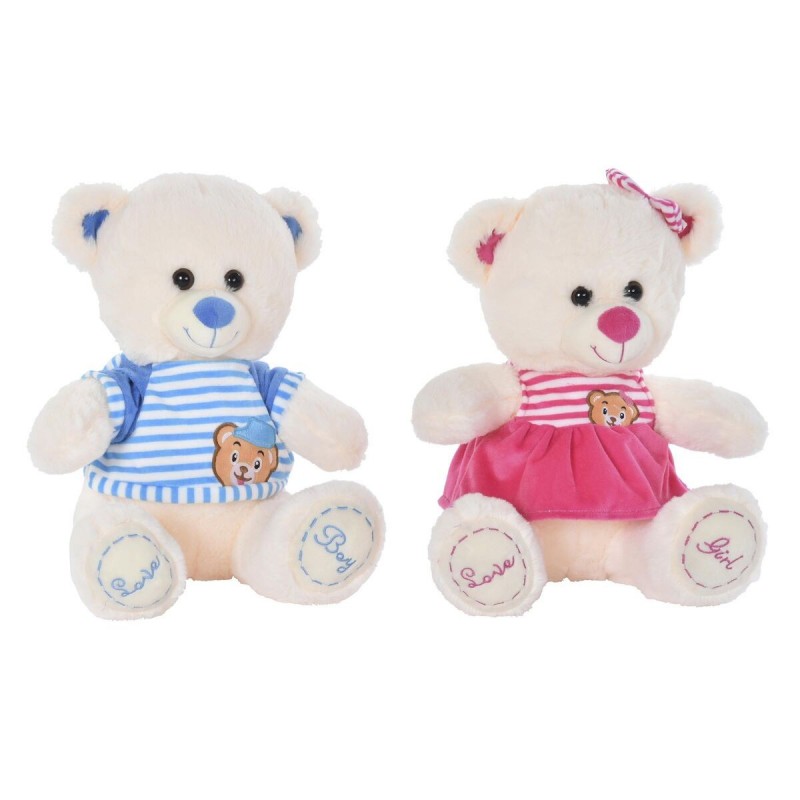 DKD Home Decor Beige Blue Pink Polyester Teddy Bear Child (2 Units) - Teddy Bear at wholesale prices