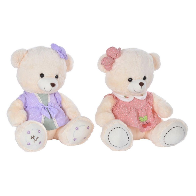 Teddy Bear DKD Home Decor Dress Beige Pink Lila Polyester Child Bear (2 Units) - Teddy Bear at wholesale prices