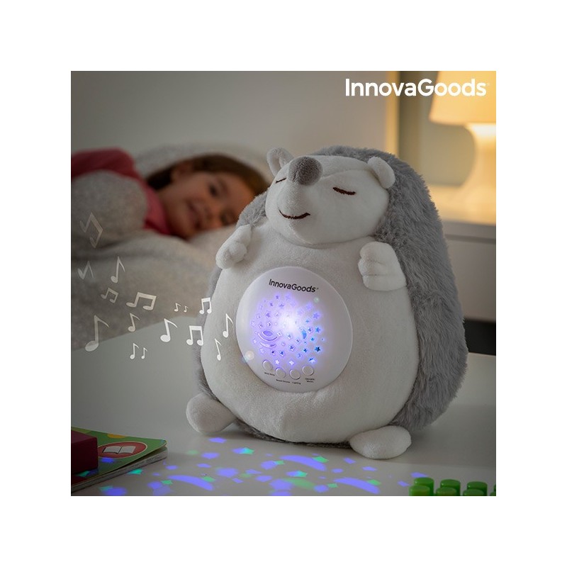 Spikey Plush Hedgehog with White Noise and Nightlight InnovaGoods - star projector at wholesale prices