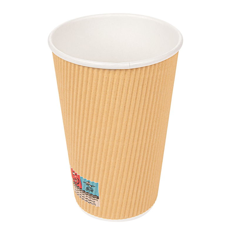 Pack of 500 Double-Wall Hot Drinks Cups, Kraft Corrugated - single-use cup at wholesale prices
