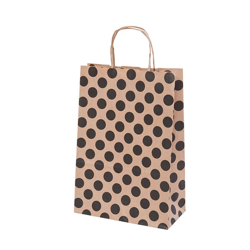 Pack of 250 Sos Bags With Handles - Polka Dot 80 G/m2 - Natural bag at wholesale prices