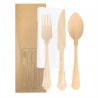 Lot de 100 Set Fourchette, Couteau, CuillèreServiette Emb. Kraft - Produit en bois à prix grossiste Lot de 100 Set Fourchette, Couteau, CuillèreServiette Emb. Kraft - Produit en bois à prix grossiste