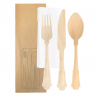 Pack of 100 Set Fork, Knife, SpoonTowel Emb. Kraft - Wooden spoon at wholesale prices
