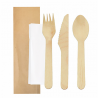 Lot de 100 Set Couverts, Serviette Sous Sachets Kraft - Produit en bois à prix grossiste Lot de 100 Set Couverts, Serviette Sous Sachets Kraft - Produit en bois à prix grossiste