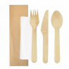 Set of 100 Cutlery, Napkins in Kraft Bags - Wooden spoon at wholesale prices