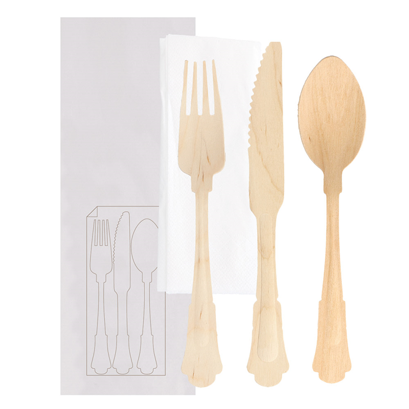 Set of 100 Fork, Knife, Spoon, Towel Pack. - Wooden spoon at wholesale prices