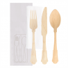 Lot de 100 Set Fourchette, Couteau, CuillèreServiette Emb. - Produit en bois à prix de gros Lot de 100 Set Fourchette, Couteau, CuillèreServiette Emb. - Produit en bois à prix de gros