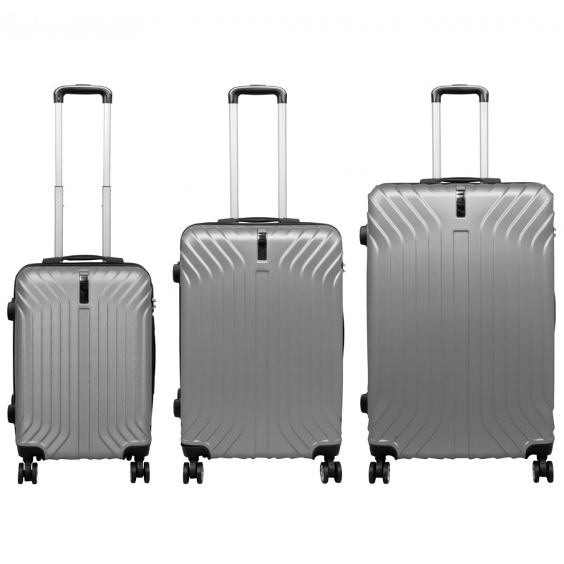 Lot de 3 valises rigides renforcées noires set de voyage