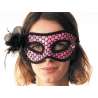 Rosa Netz-Carnavalsmaske mit Blume - Maske zu Großhandelspreisen