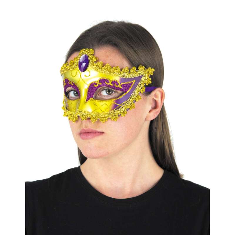 VIOLET AND GOLD VENITIAN MASK - mask at wholesale prices