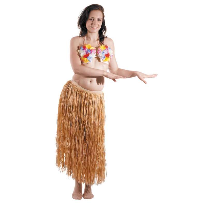 NATURAL RAFFIA HAWAI SKIRT 80CM - Hawaiian skirt at wholesale prices