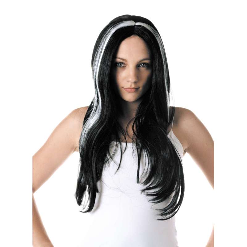 Peluca de bruja con mechones blancos - peluca a precios de mayorista