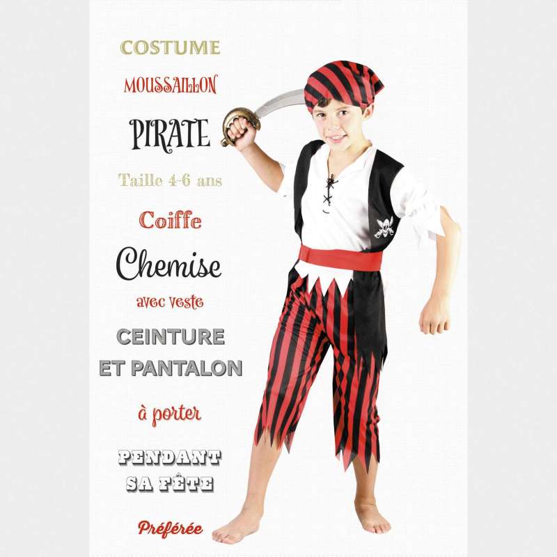 COSTUME MOUSSAILLON PIRATE 4-6 ANS à prix grossiste - Déguisement à prix de gros