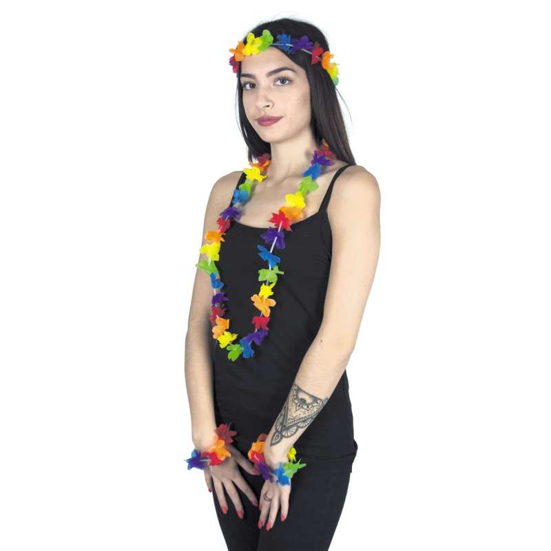 Conjunto Havai: Pulseiras, Colar e Coroa - coroa a preço grossista
