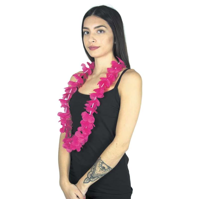 COLLIER HAWAI ROSE - collier de fleurs à prix grossiste