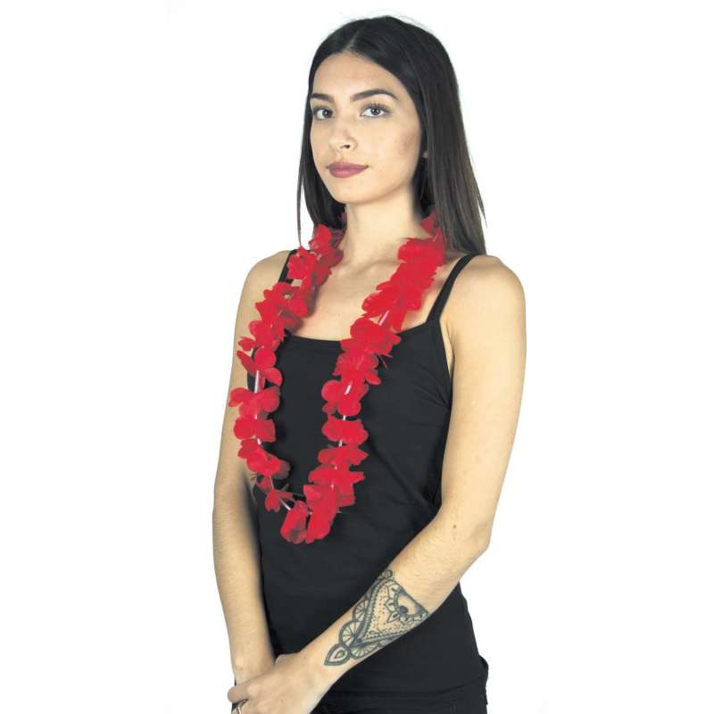 COLLIER HAWAI ROUGE - collier de fleurs à prix de gros