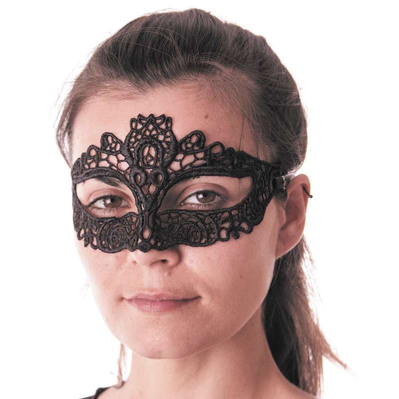 Máscara de encaje negro de poliéster - mascarilla a precios de mayorista