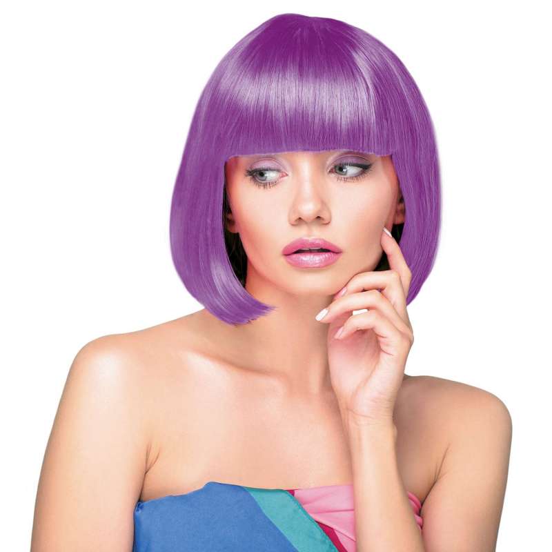 Peluca Cabaret Neón Violeta 70 cm a precios de mayorista - peluca a precios de mayorista