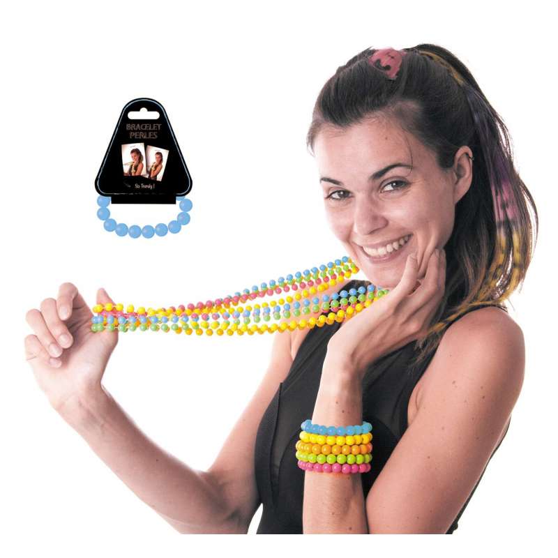 Bracciale elastico perle blu adulti - Gioiello a prezzi all'ingrosso