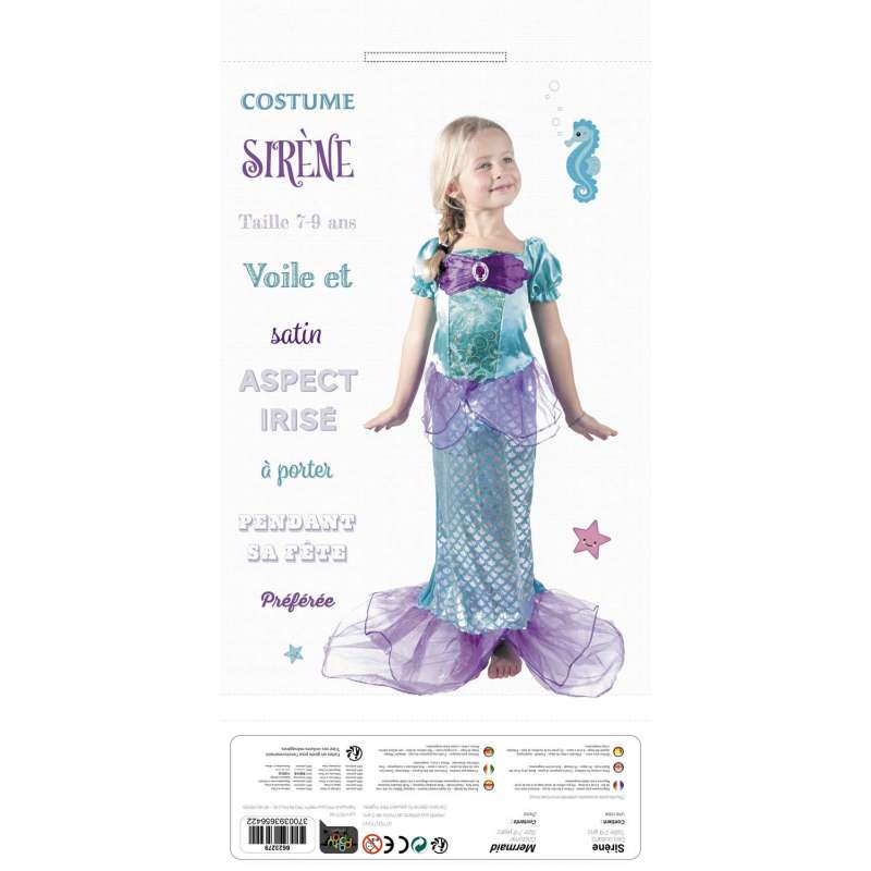 COSTUME SIRENE 7-9 ANS - Déguisement à prix de gros