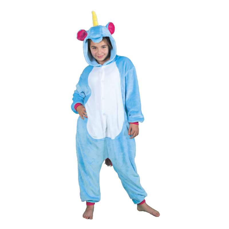 COSTUME KIGURUMI BLUE UNICORN CHILD T 11/14 YEARS - Disguise at wholesale prices