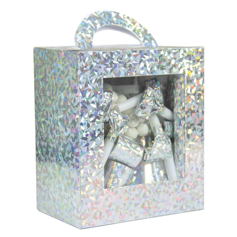 10-PERSON SILVER HOLOGRAM PARTY BOX - cotillion at wholesale prices