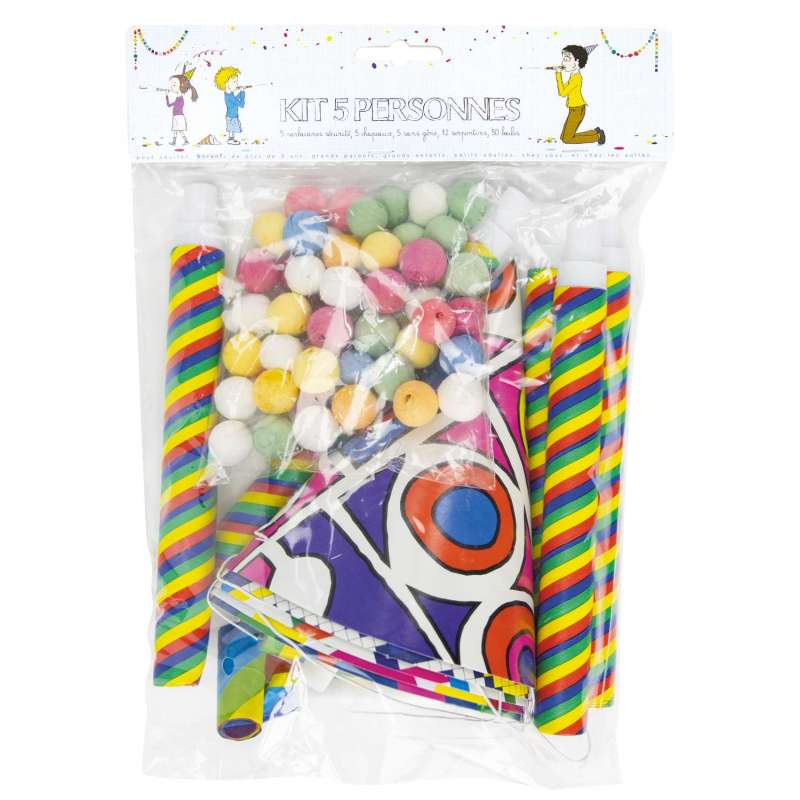 Vijfpersoons feestpakket met serpentinen en ballen - feestartikelen tegen groothandelsprijzen