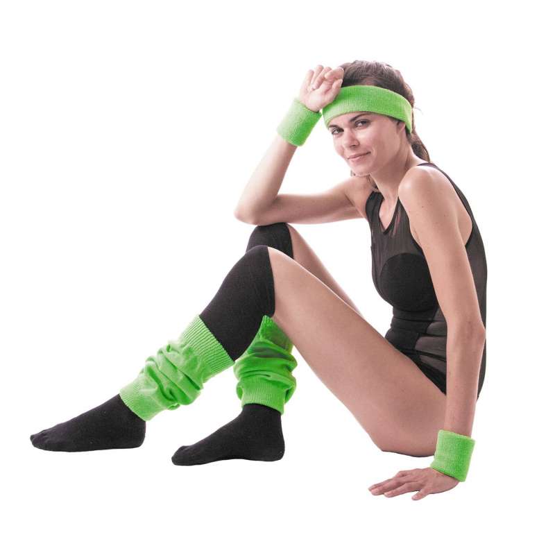 Conjunto de Bandeau e Pulso Verde Neon - Faixa desportiva a preço grossista